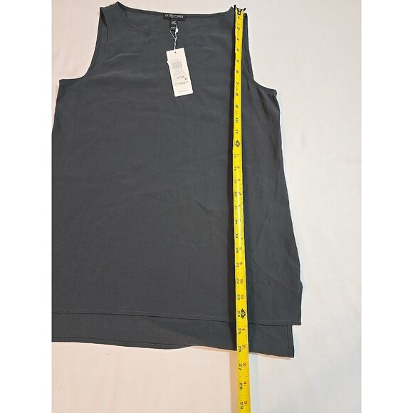 NEW EILEEN FISHER Silk Georgette Crepe Long Shell in Graphite size XXS New - Picture 11 of 12